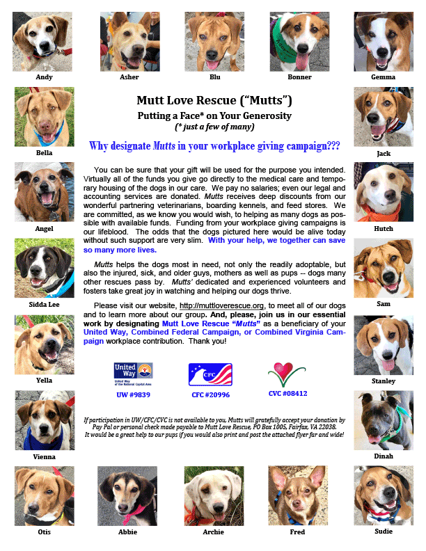 Mutt Love Rescue Fundraiser 2018 Flyer