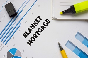 financial concept about blanket mortgage with phrase on the sheet